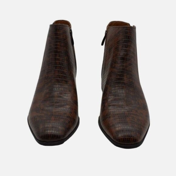 New FRANCO SARTO Nico Faux Leather Snake skin ankle bootie brown & black boots 6 - Picture 6 of 7